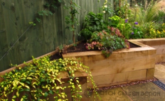 Maximising the sense of space in a small garden through bold use of angles